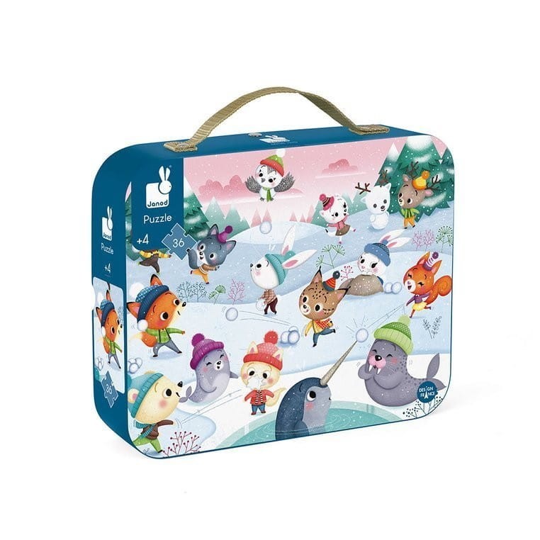 Puzzle w walizce Zabawa na Śniegu 36 el. - Janod
