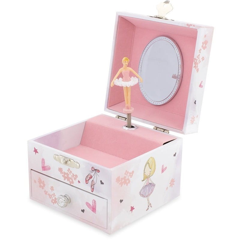 Różowa Szkatułka z Pozytywką Dziewczynki Balet - Ulysse
