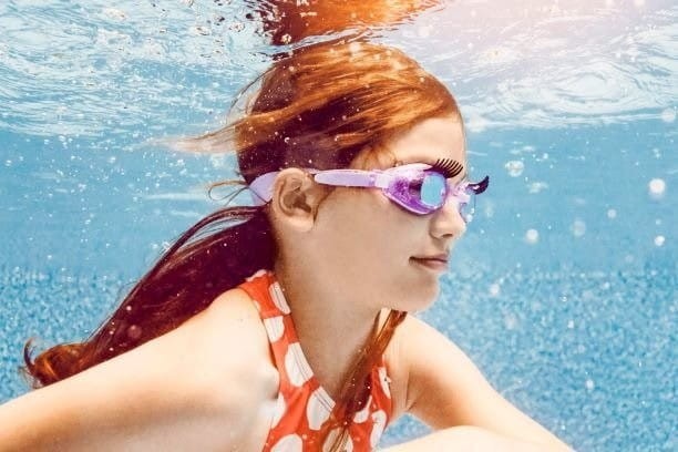 Okularki do pływania fioletowe Rzęsy - Bling2O