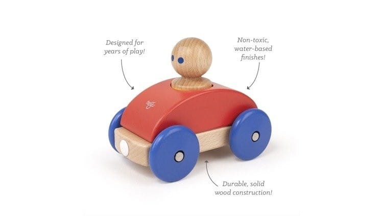 Drewniane klocki magnetyczne BABY & TODDLER Czerwone Auto - TEGU