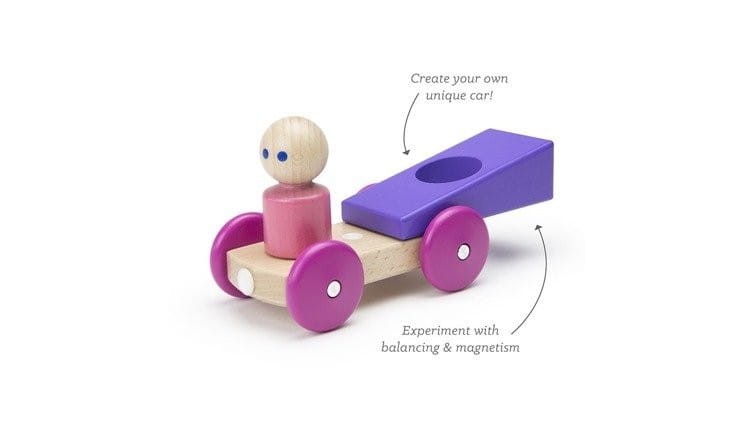 Drewniane klocki magnetyczne BABY & TODDLER Fioletowe Auto - TEGU