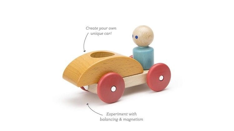 Drewniane klocki magnetyczne BABY & TODDLER Pomarańczowe Auto - TEGU