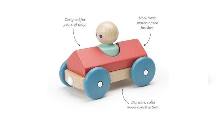 Drewniane klocki magnetyczne BABY & TODDLER Czerwona Wyścigówka - TEGU