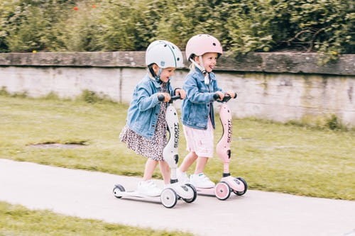 Ultralekki Kask Ochronny z Lampką LED na Hulajnogę i Rower  dzieci 1-5 lat Steel - Scoot & Ride