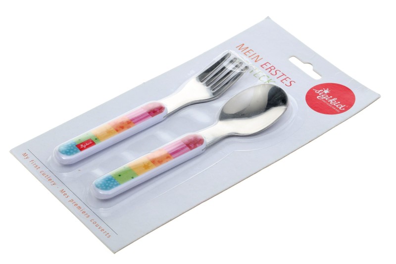 Sztućce dla dzieci widelec i łyżka tęczowe - sigikid