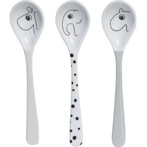 Komplet 3 Łyżeczki dla dzieci Dots szare - Done by Deer