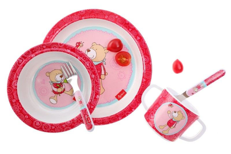 Sztućce dla dziecka widelec i łyżka Misia róż - sigikid