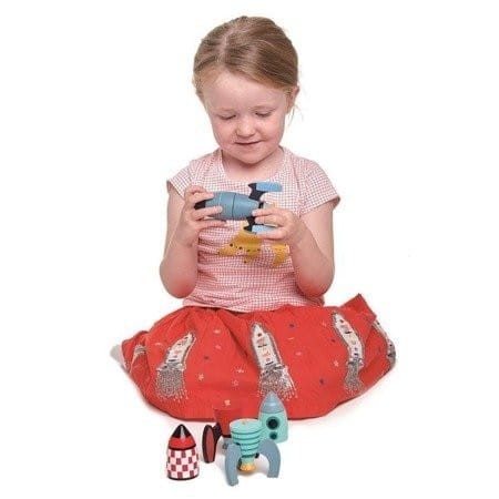Drewniane rakiety kosmiczne, zabawka konstrukcyjna - Tender Leaf Toys