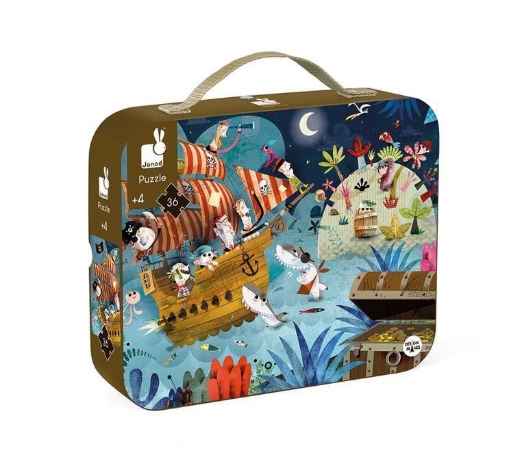 Puzzle w walizce Wyprawa po Skarb 36 el. - Janod