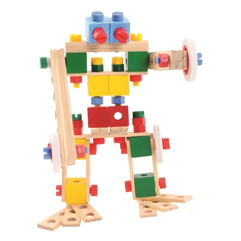 Drewniany zestaw konstruktora 120 elementów - Bino