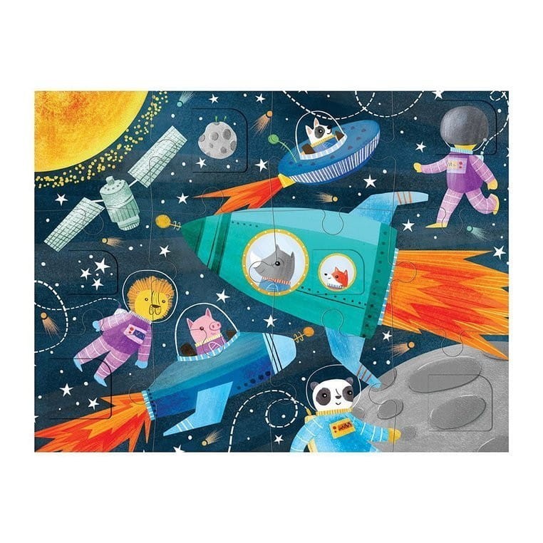 Puzzle z otwieranymi okienkami Kosmos 12 elementów - Mudpuppy