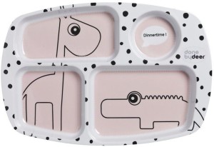 Talerz z 4 przegródkami Dots Różowy - Done by Deer
