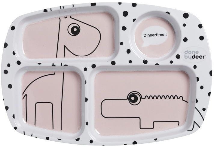 Talerz z 4 przegródkami Dots Różowy - Done by Deer