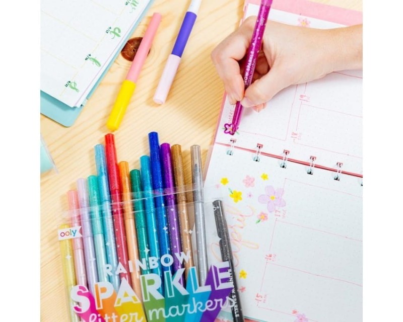 Flamastry z Brokatem, Rainbow Sparkle Glitter Markers - Ooly