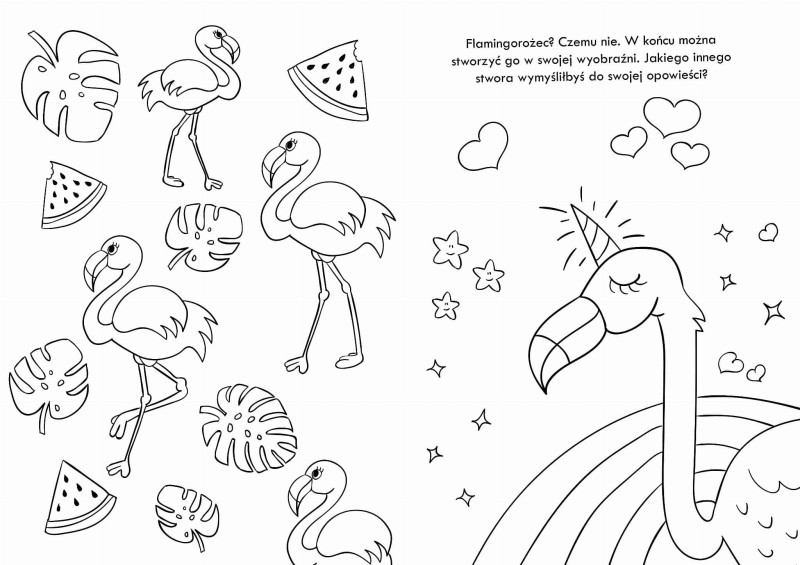 Kolorowanka z naklejkami Flamingi - 74 błyszczące naklejki