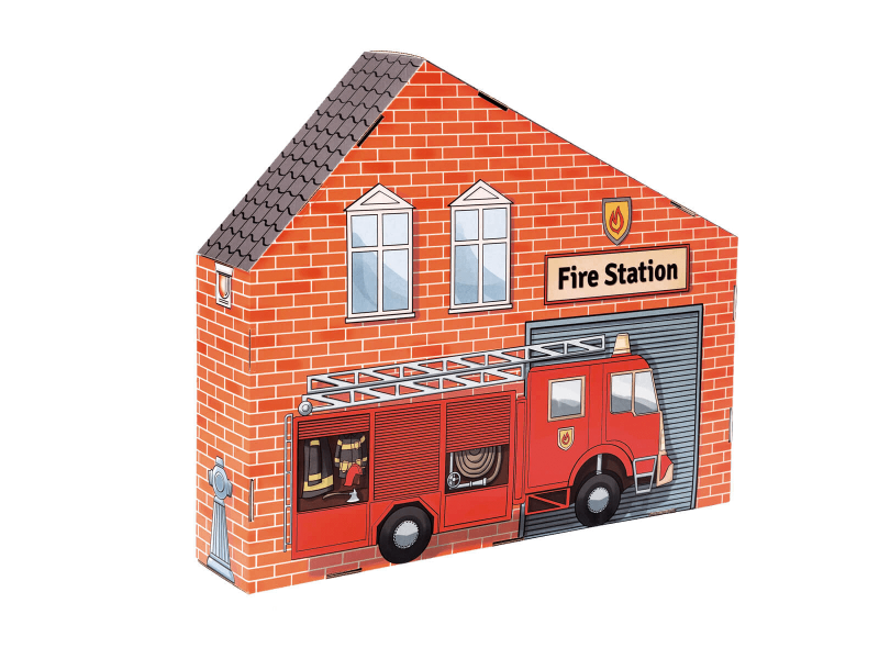 Remiza Strażacka z Kartonu z figurkami - Tektorado