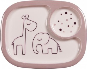 Talerzyk z 2 przegródkami Dreamy Dots Różowy - Done by Deer
