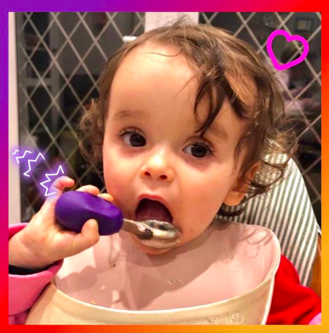 Widelec i łyżka Nana's Manners ETAP 2  Sztućce 1-3 lata Fiolet