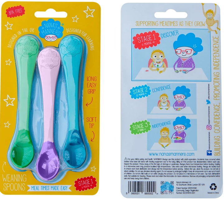3 Łyżeczki do Karmienia Dzieci Etap 1 - Nana's Manners