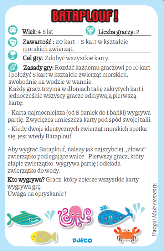 Wodoodporna Gra Karciana Bataplouf - Djeco