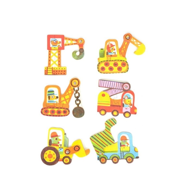 Puzzle dwuelementowe ruchome Pojazdy - Djeco