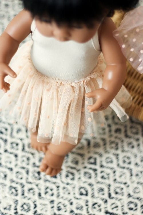 Strój Baletnicy Beżowy, Body + Spódniczka Tutu do Lalki 38 cm - Miniland