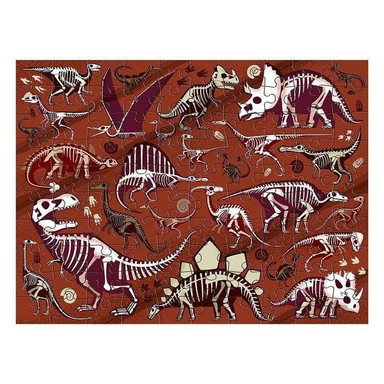 Dwustronne Puzzle Dinozaury 100 el. - Mudpuppy