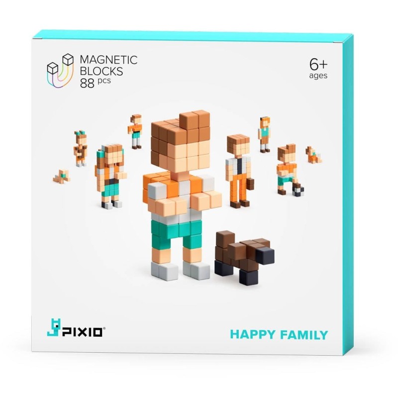 Klocki Magnetyczne Pikselowe 88 el. Happy Family - Pixio