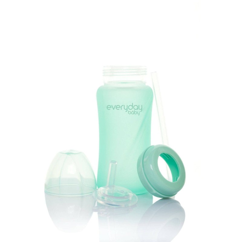 Szklany Bidon ze Słomką 240 ml miętowy - Everyday Baby