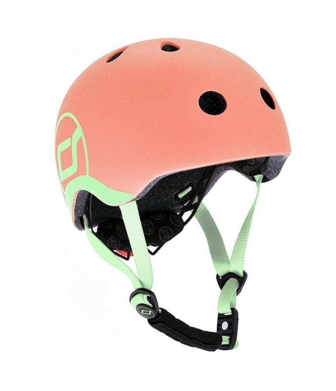 Ultralekki Kask Ochronny z Lampką LED na Hulajnogę i Rower  dzieci 1-5 lat Peach - Scoot & Ride