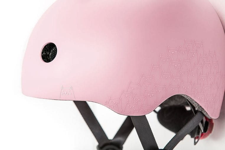 Kask z Odblaskami i Lampką LED Ultralekki na Hulajnogę i Rower  dzieci 1-5 lat Rose Cat - Scoot & Ride