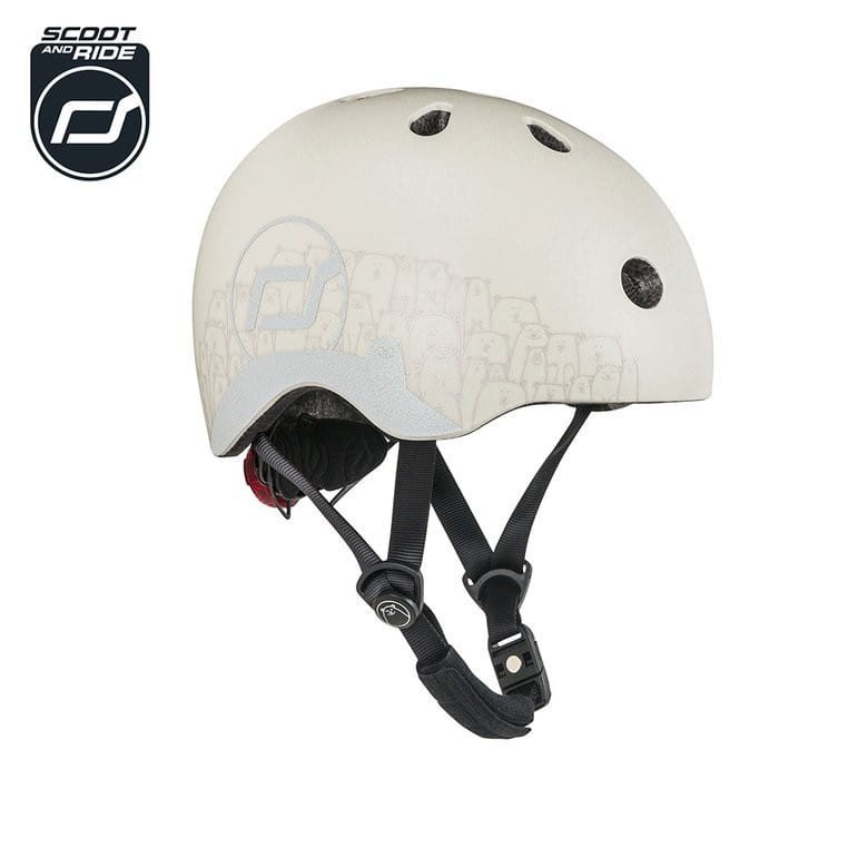 Kask z Odblaskami i Lampką LED Ultralekki na Hulajnogę i Rower dzieci 1-5 lat Ash Bear - Scoot & Ride