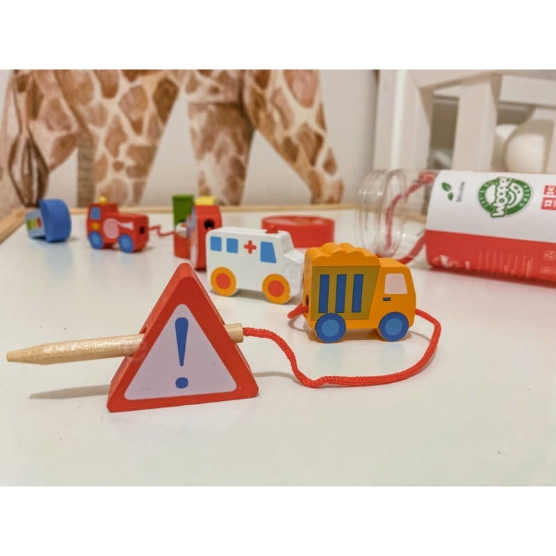 Drewniana nawlekanka Pojazdy - Woopie