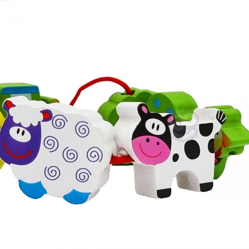 Drewniana nawlekanka Zwierzęta z Farmy - Woopie