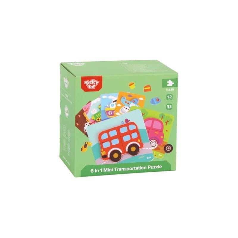Drewniane Układanki 6w1 Puzzle Pojazdy - Tooky Toy