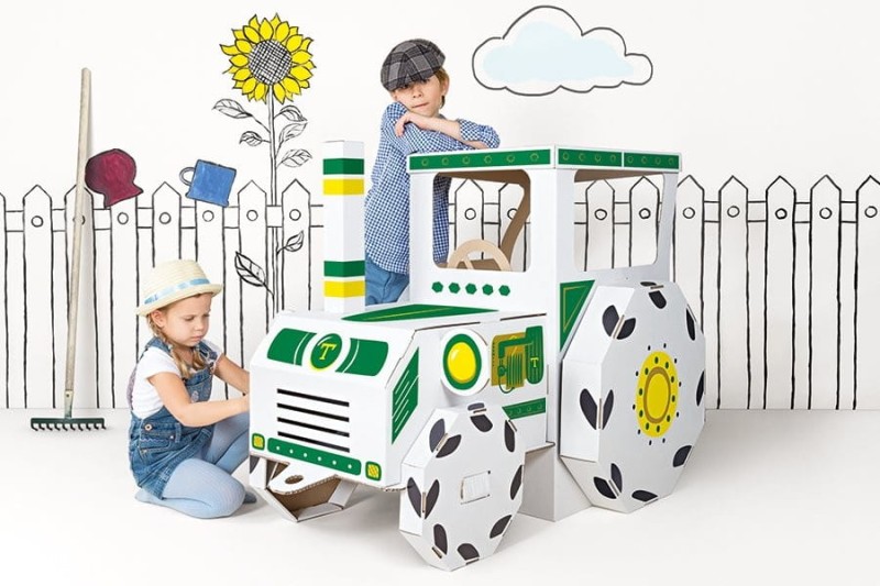 Duży Traktor z Kartonu do Kolorowania - TEKTORADO