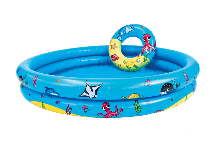Basenik dmuchany 122 cm, koło pływackie i piłka plażowa - The Swim Essentials