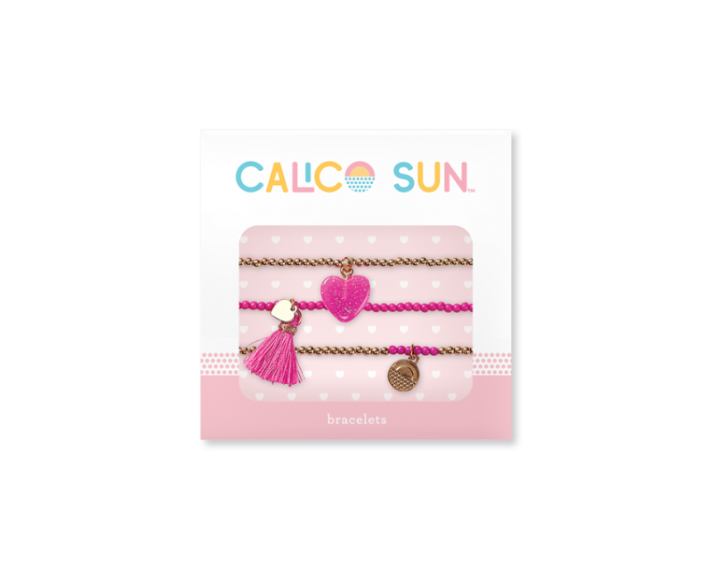 Zestaw 3 Bransoletki z Zawieszkami Serduszko - Calico Sun