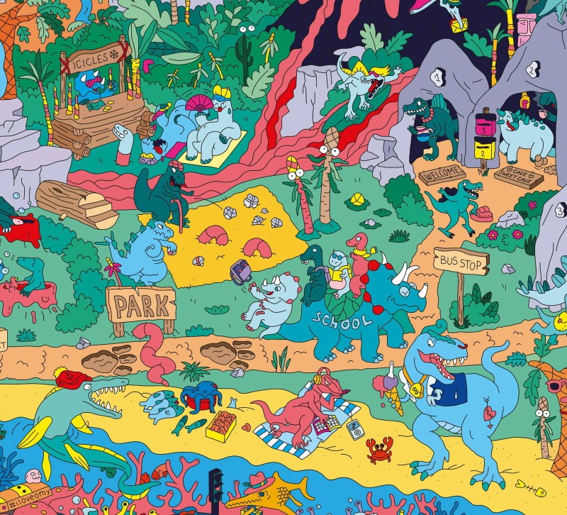 Plakat z Naklejkami Dinozaury - omy