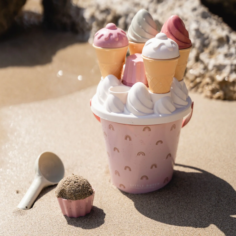 Wiaderko z Foremkami do Piasku Lody Rożki - Little Dutch