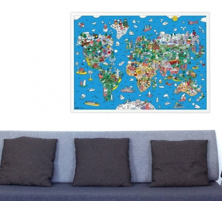 Plakat z Naklejkami Atlas Mapa Świata - omy