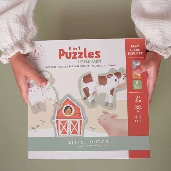 Puzzle 6w1 o wzrastającej liczbie 3, 4 ,5 el. Mała Farma - Little Dutch