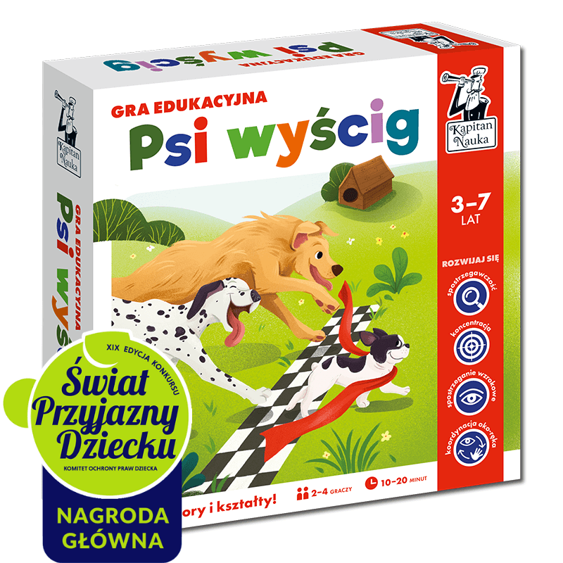 Psi wyścig. Poznaj kształty i kolory! Gra edukacyjna - Kapitan Nauka
