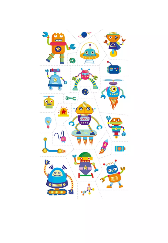 Tatuaże dla dzieci Roboty 50 szt. Błyszczące - Avenir