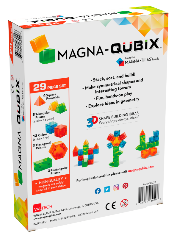 Klocki edukacyjne Magnetyczne 3D 29 el. MAGNA-QUBIX