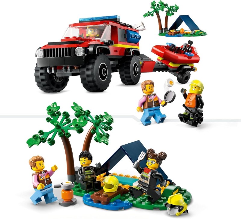 Terenowy wóz strażacki z łodzią ratunkową Lego 60412