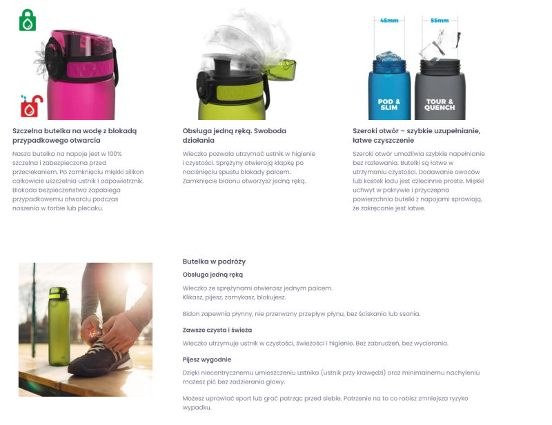 ION8 Bidon z Szerokim Ustnikiem granatowy 500 ml