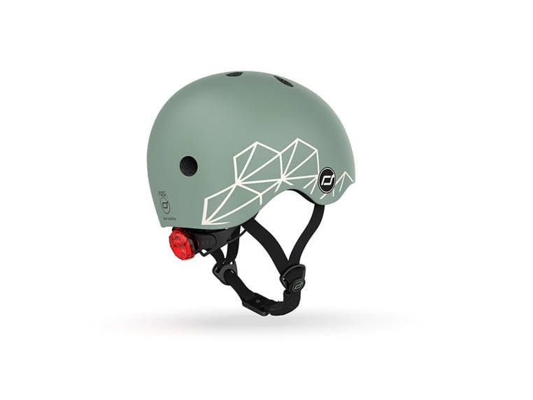Ultralekki kask ochronny z lampką LED na hulajnogę i rower  dzieci 1-5 lat Green Lines - Scoot & Ride