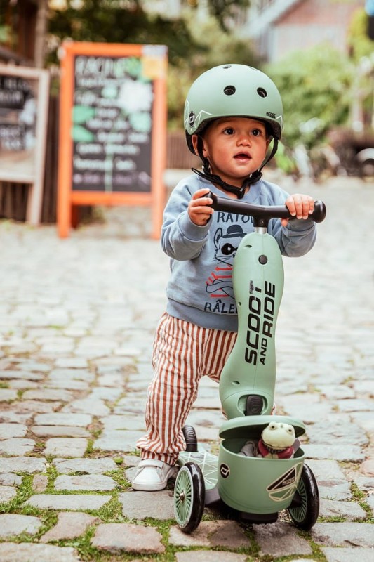 Hulajnoga Jeździk 2w1 z zamykanym schowkiem Highwaykick 1 Lifestyle Green Lines Scoot & Ride