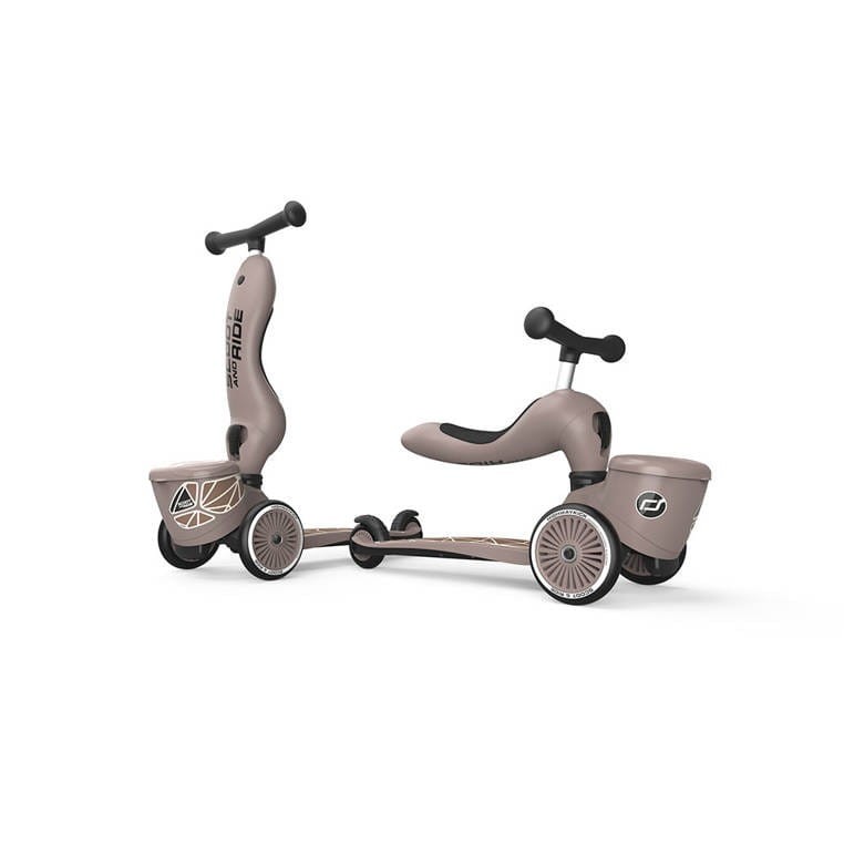 Hulajnoga Jeździk 2w1 z zamykanym schowkiem Highwaykick 1 Lifestyle Brown Lines Scoot & Ride